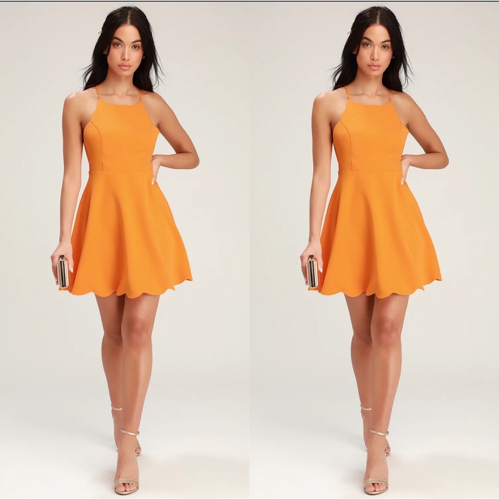 PLAY ON CURVES ORANGE BACKLESS DRESS